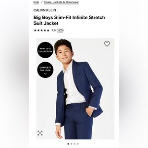 Calvin Klein Big Boys Slim-Fit Infinite stretch suit jacket, pants & shirt